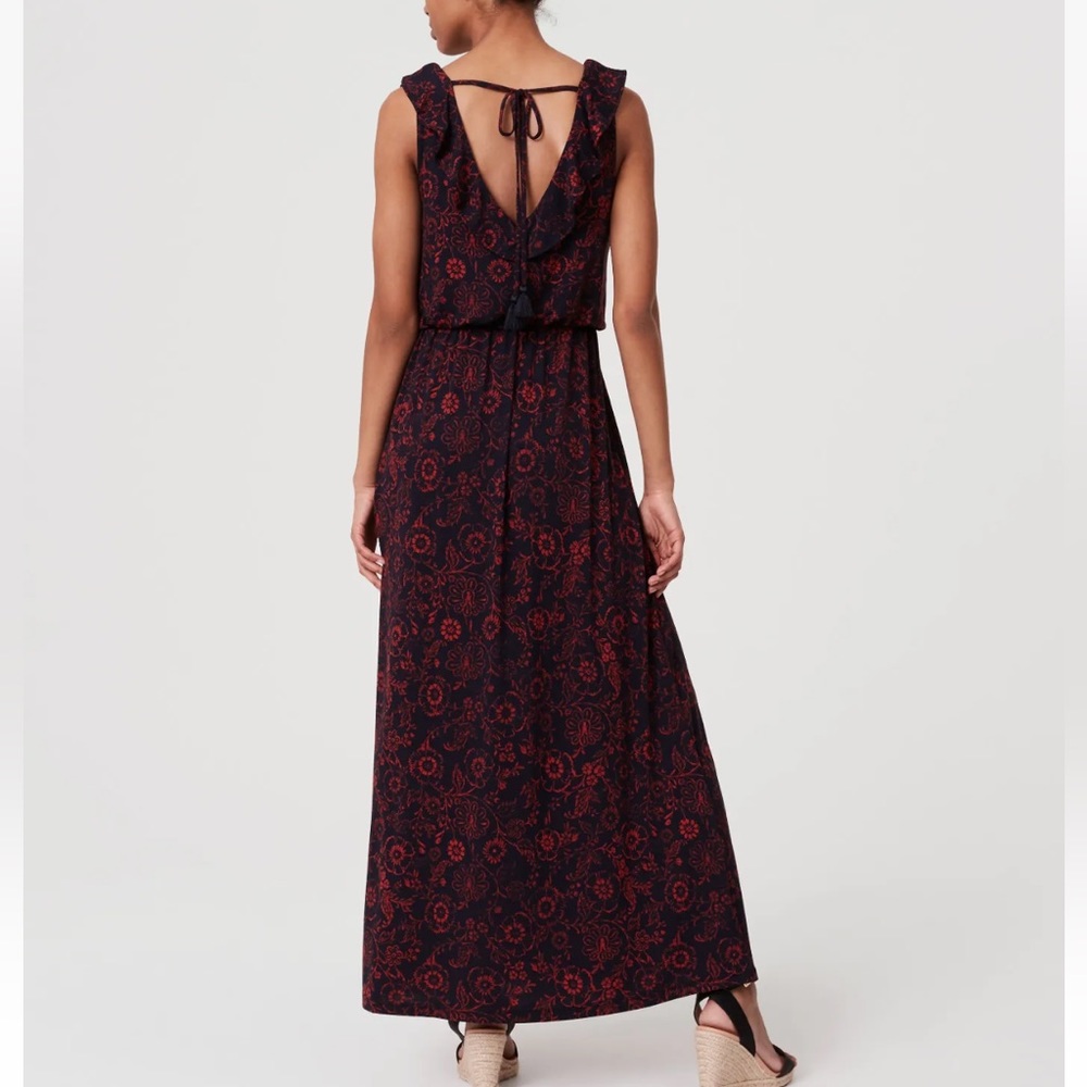 Loft Maxi Dress in Small, Navy and Red.